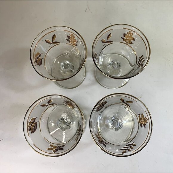 Starlyte RARE Set of 4 Coupe Champagne/Cocktail Glasses Gold Leaf Print Frosted - Picture 3 of 5